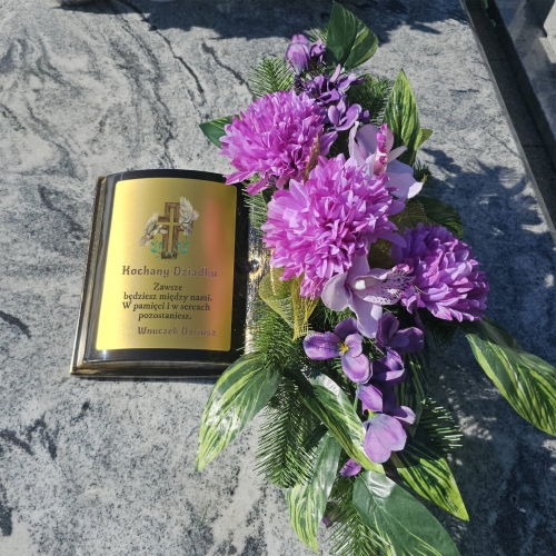 KOMPOZYCJA NAGROBNA donica księga i duży stroik ozdoba na cmentarz