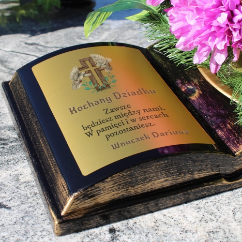 KOMPOZYCJA NAGROBNA donica księga i duży stroik ozdoba na cmentarz