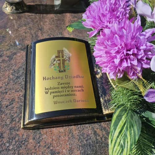 KOMPOZYCJA NAGROBNA donica księga i duży stroik ozdoba na cmentarz