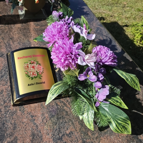 Biblia donica na cmentarz z dedykacją + duża kompozycja kwiatowa 