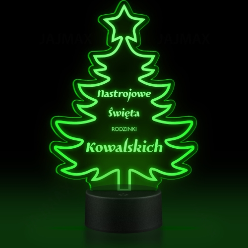 Dekoracja świąteczna statuetka lampka led choinka z Twoim grawerem