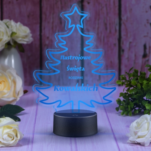 Dekoracja świąteczna statuetka lampka led choinka z Twoim grawerem