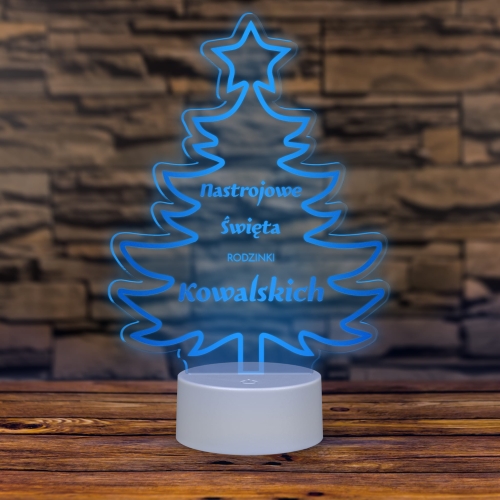 Dekoracja świąteczna statuetka lampka led choinka z Twoim grawerem