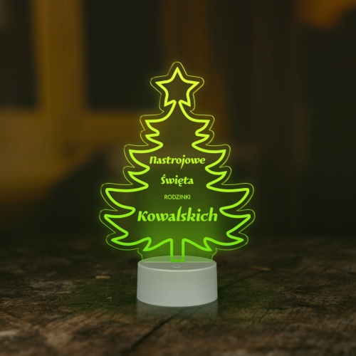 Dekoracja świąteczna statuetka lampka led choinka z Twoim grawerem