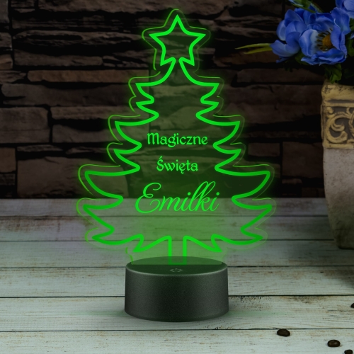 Statuetka CHOINKA NA BOŻE NARODZENIE lampka LED grawer