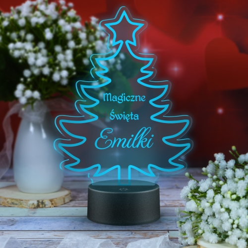 Statuetka CHOINKA NA BOŻE NARODZENIE lampka LED grawer