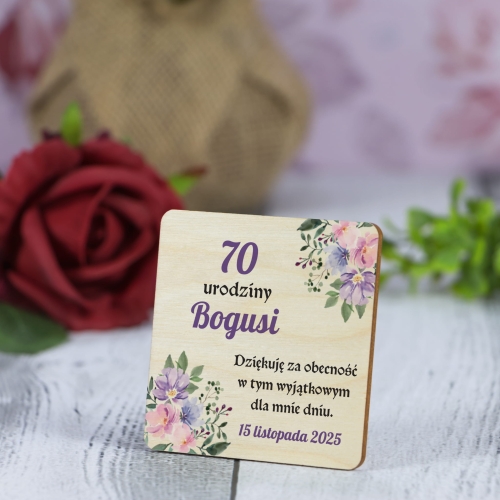 Magnes kwadrat PODZIĘKOWANIE DLA GOŚCI urodziny imieniny nadruk