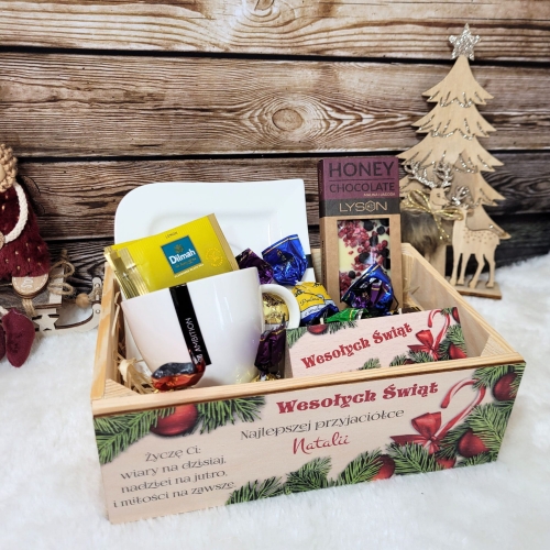 ZESTAW ŚWIĄTECZNY Skrzyneczka prezent na Boże Narodzenie nadruk