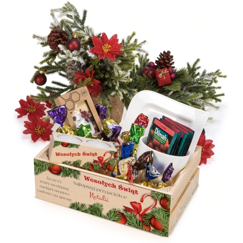 ZESTAW ŚWIĄTECZNY Skrzyneczka prezent na Boże Narodzenie nadruk