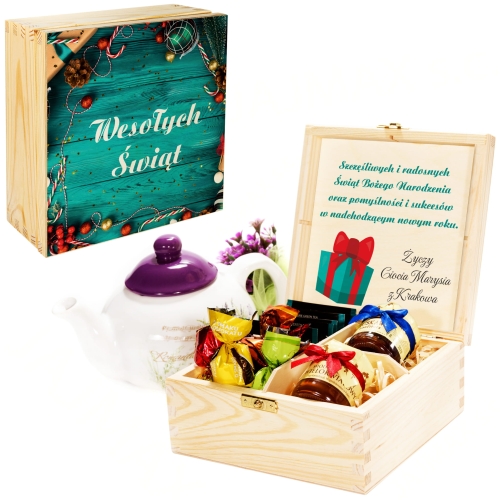 Box Prezentowy zestaw na Święta z życzeniami pudełko pyszności