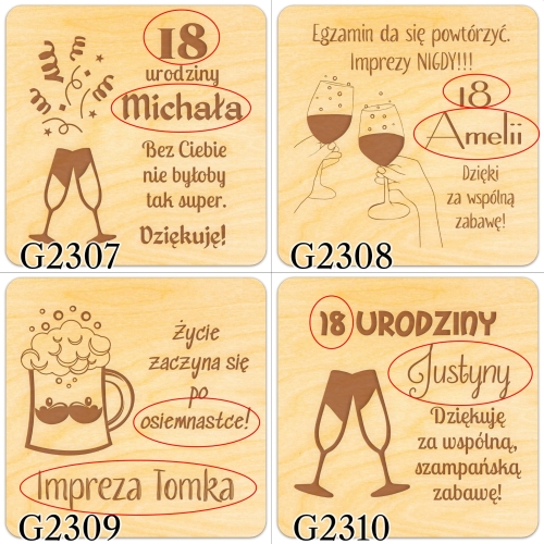MAGNES podziękowanie dla gości kwadrat urodziny imieniny grawer