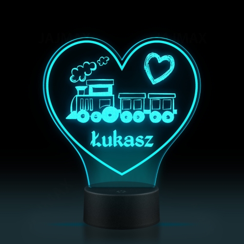 OZDOBA DO POKOJU DZIECKA lampka led lokomotywa z imieniem dziecka