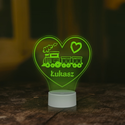 OZDOBA DO POKOJU DZIECKA lampka led lokomotywa z imieniem dziecka