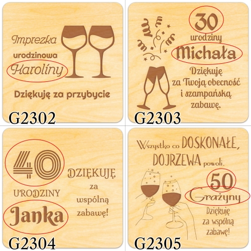MAGNES podziękowanie dla gości kwadrat urodziny imieniny grawer