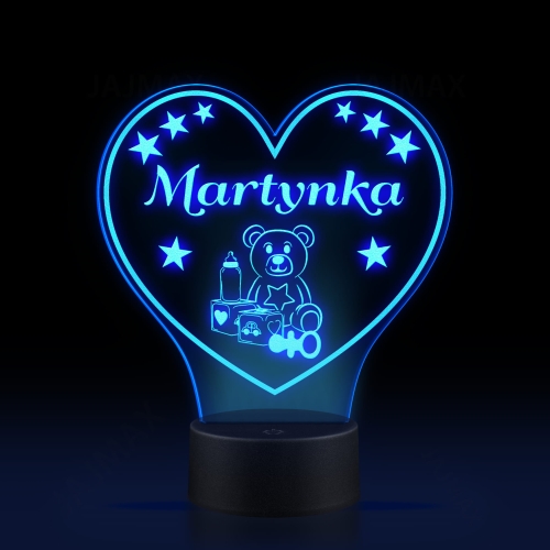Lampka nocna do pokoju DZIECIĘCEGO serce grawer