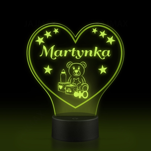 Lampka nocna do pokoju DZIECIĘCEGO serce grawer