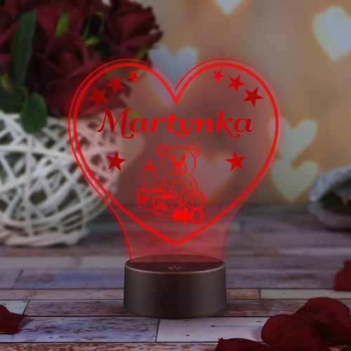 Lampka nocna do pokoju DZIECIĘCEGO serce grawer