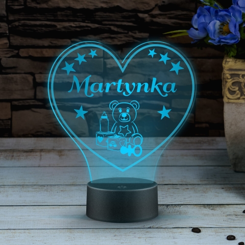 Lampka nocna do pokoju DZIECIĘCEGO serce grawer
