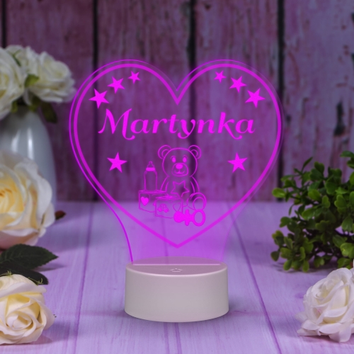Lampka nocna do pokoju DZIECIĘCEGO serce grawer