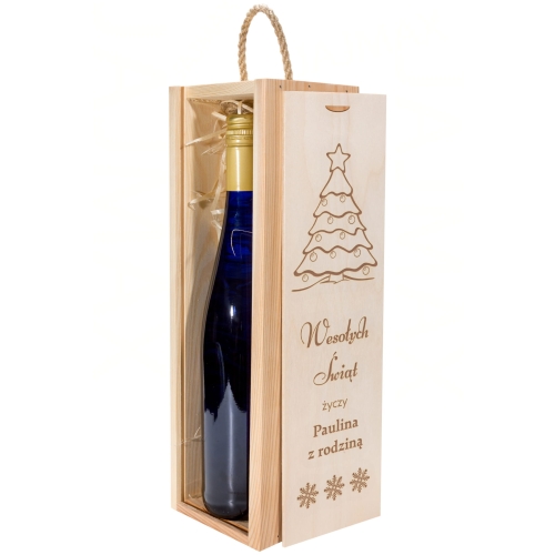Drewniana skrzynka na wino POMYSŁ NA PREZENT POD CHOINKĘ GRAWER