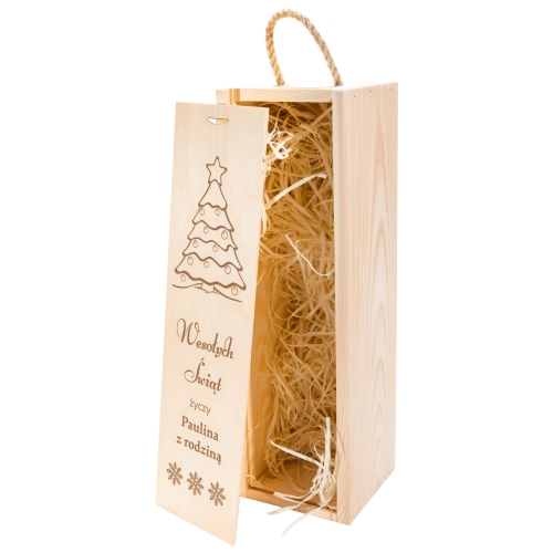 Drewniana skrzynka na wino POMYSŁ NA PREZENT POD CHOINKĘ GRAWER