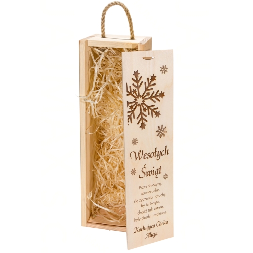 Rustykalna skrzynka na wino PREZENT NA ŚWIĘTA BOŻEGO NARODZENIA