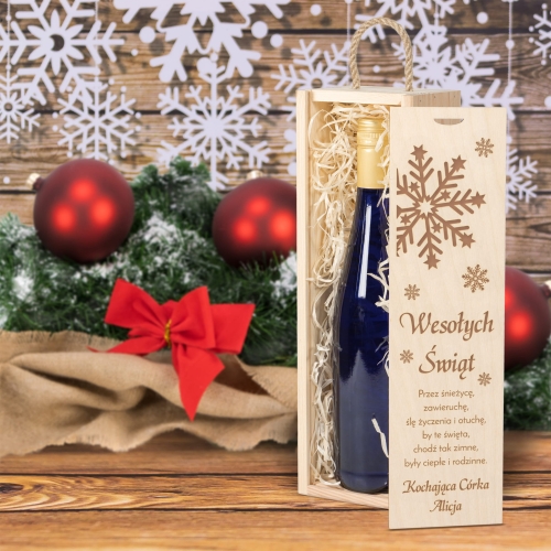 Rustykalna skrzynka na wino PREZENT NA ŚWIĘTA BOŻEGO NARODZENIA