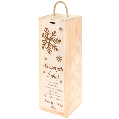 Rustykalna skrzynka na wino PREZENT NA ŚWIĘTA BOŻEGO NARODZENIA