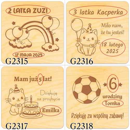 MAGNES podziękowanie dla gości kwadrat urodziny imieniny grawer