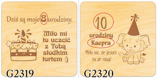 MAGNES podziękowanie dla gości kwadrat urodziny imieniny grawer