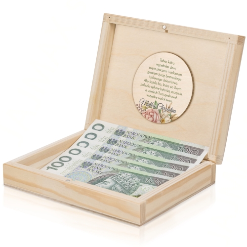 PUDEŁKO NA GOTÓWKĘ ŻYCZENIA prezent na Chrzciny z podpisem 