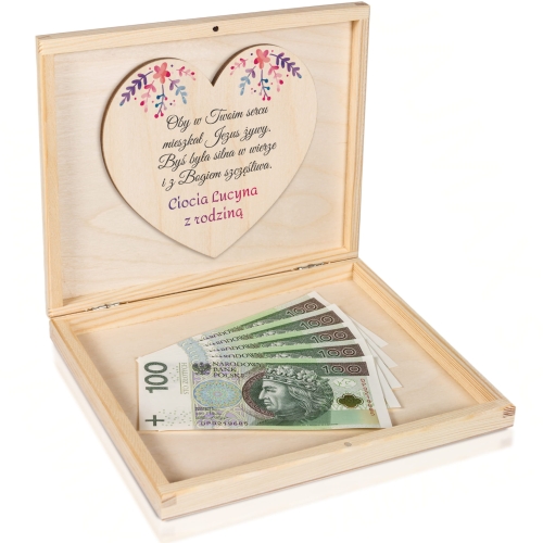 Pudełko na merci koperta na pieniądze prezent na Chrzest chrzcielnica