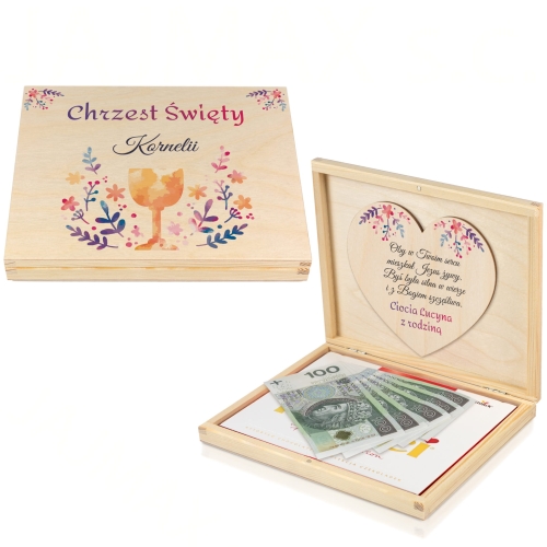 Pudełko na merci koperta na pieniądze prezent na Chrzest chrzcielnica