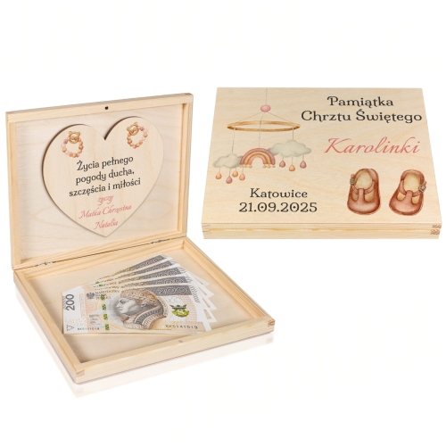 Pomysł na prezent na Chrzest dla dziewczynki pudełko na gotówkę