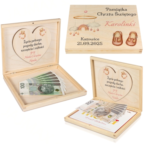 Pomysł na prezent na Chrzest dla dziewczynki pudełko na gotówkę