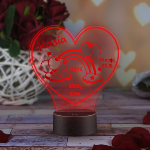 ORYGINALNA LAMPKA METRYCZKA PREZENT DLA DZIECKA twój grawer tęcza