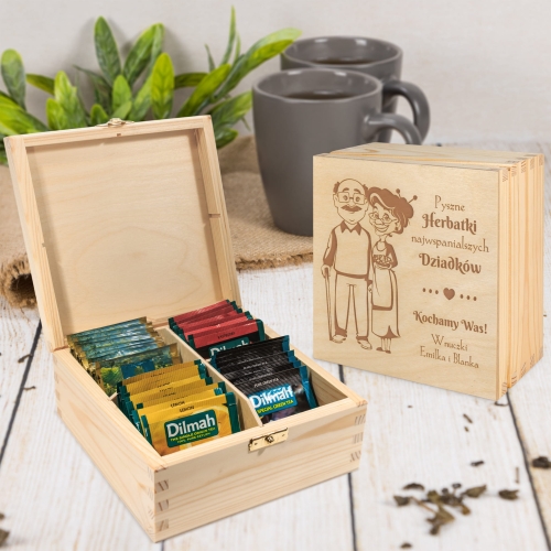 PUDEŁKO ZESTAW HERBAT Prezent na Dzień Babci Dzień Dziadka