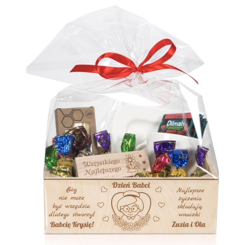 BOX PREZENTOWY DLA BABCI życzenia grawer z imieniem super prezent
