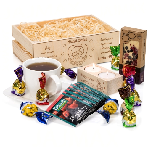 BOX PREZENTOWY DLA BABCI życzenia grawer z imieniem super prezent