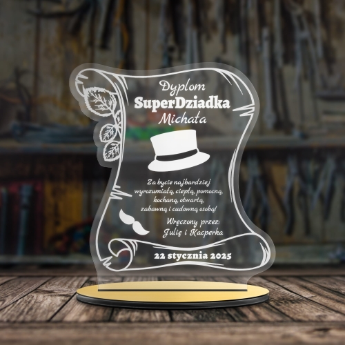 STATUETKA LIST dyplom dla super Dziadka grawer