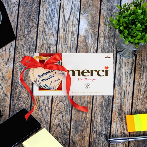 SŁODKI UPOMINEK DLA DZIADKA czekolada Merci serce Kocham Cię Dziadku