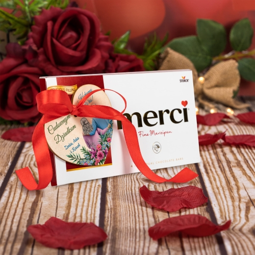 Czekoladki Merci i SERCE z życzeniami na DZIEŃ BABCI I DZIADKA