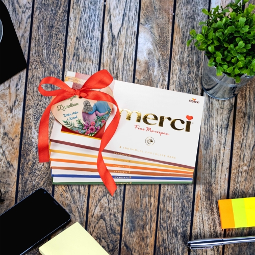 Czekoladki Merci i SERCE z życzeniami na DZIEŃ BABCI I DZIADKA