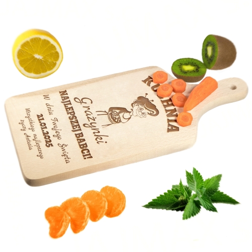 ZESTAW KUCHENNY ŁOPATKA I DESKA prezent dla Babci z grawerem imię