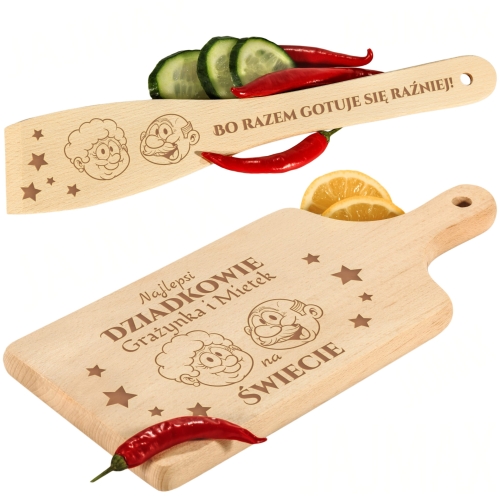 ORYGINALNY ZESTAW DESKA I ŁOPATKA z grawerem prezent dla dziadków