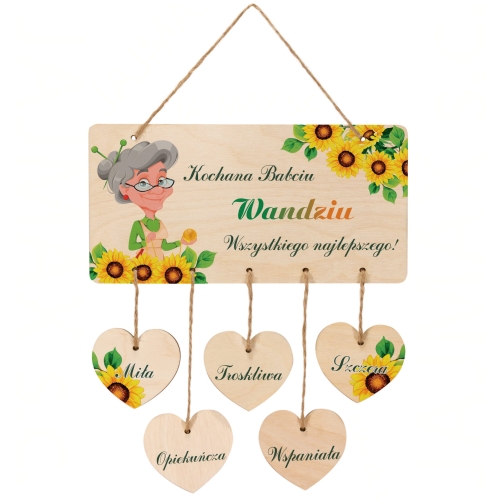 TABLICZKA Z SERCAMI pomysłowy prezent dla ukochanej Babci od wnuków