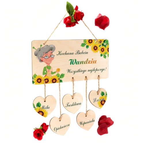 TABLICZKA Z SERCAMI pomysłowy prezent dla ukochanej Babci od wnuków