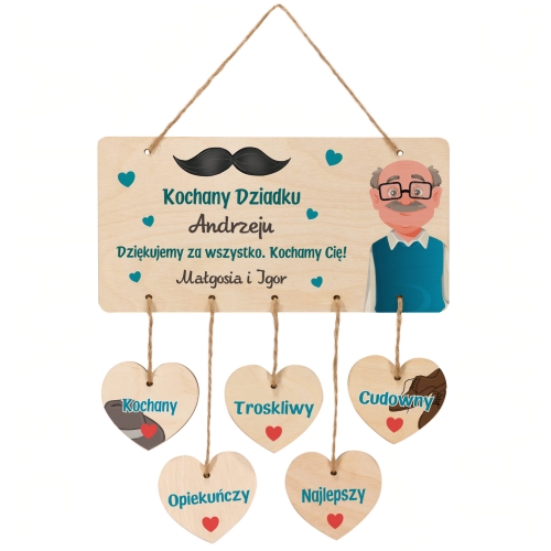 SUPER TABLICZKA Z SERCAMI pomysł na prezent dla dziadka życzenia