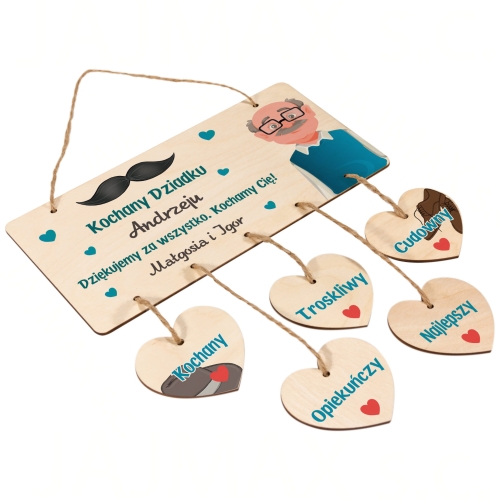 SUPER TABLICZKA Z SERCAMI pomysł na prezent dla dziadka życzenia