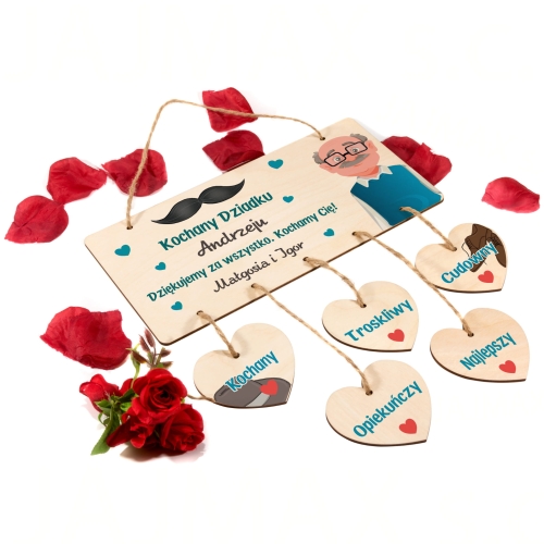 SUPER TABLICZKA Z SERCAMI pomysł na prezent dla dziadka życzenia
